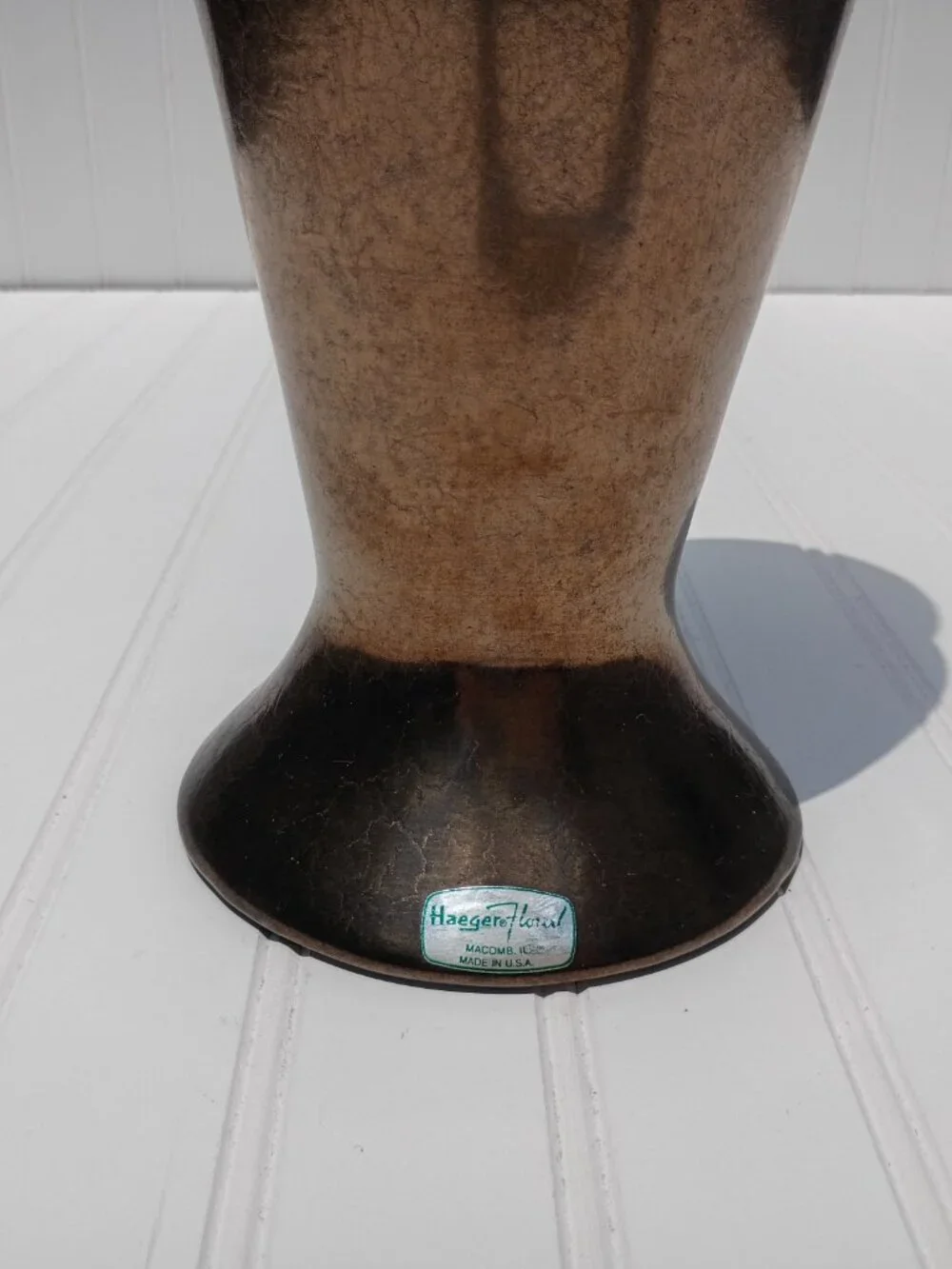 Vintage Haeger Floral Gunmetal Bronze Ceramic Vase 17” Large Mid Century USA MCM